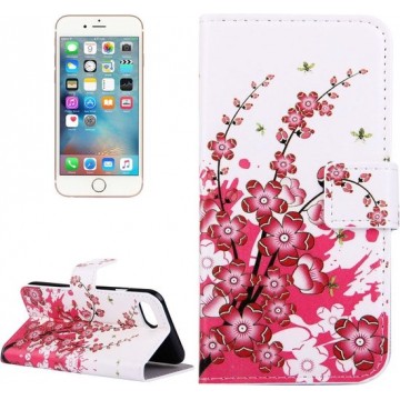 Let op type!! For  iPhone 8 & 7  Plum Blossom Pattern Leather Case with Holder & Card Slots & Wallet