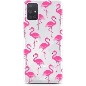FOONCASE Samsung Galaxy A71 hoesje TPU Soft Case - Back Cover - Flamingo