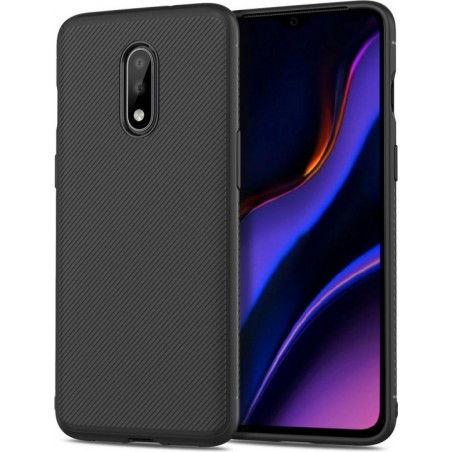 OnePlus 7 Twill Slim Texture Back Cover Zwart