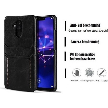 DrPhone Huawei Mate 20 Lite Luxe Kaarthouder Case - Premium PU lederen Backcover - Portemonnee Hard Cover - Zwart