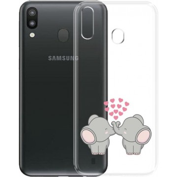 Samsung Galaxy A20E Siliconen telefoonhoesje transparant olifantjes/hartjes