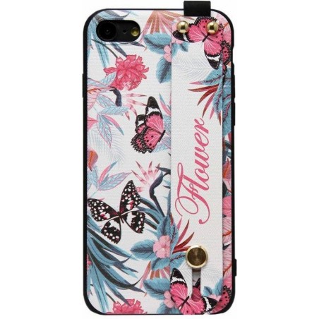 ADEL Siliconen Back Cover Softcase Hoesje voor iPhone 8 Plus/ 7 Plus - Vlinders en Bloemen