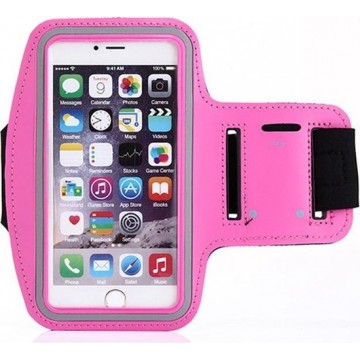 iPhone SE (2020) Sportband hoes Sport Armband Hardloopband hoesje Roze Pearlycase