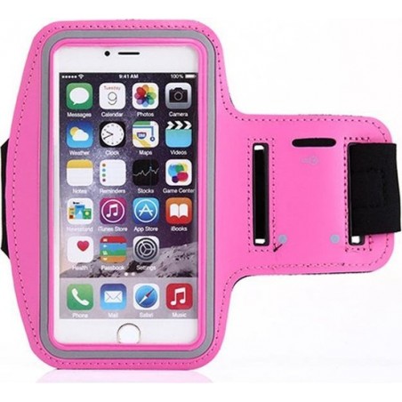 iPhone SE (2020) Sportband hoes Sport Armband Hardloopband hoesje Roze Pearlycase