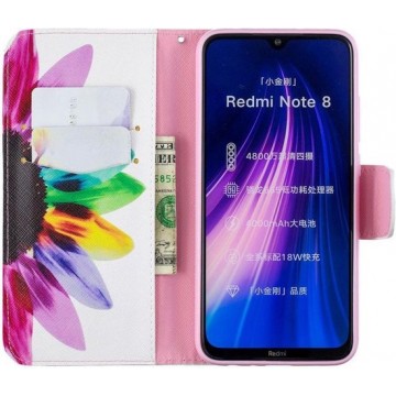 Xiaomi Redmi Note 8 Portemonnee Print Hoesje Colorized Flower