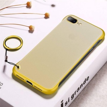 Let op type!! Frosted Anti-skidding TPU Protective Case with Metal Ring for iPhone 7 Plus / 8 Plus(Yellow)