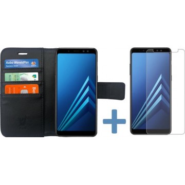 Samsung A8 Hoesje - Book Case Portemonnee + Samsung A8 Screenprotector