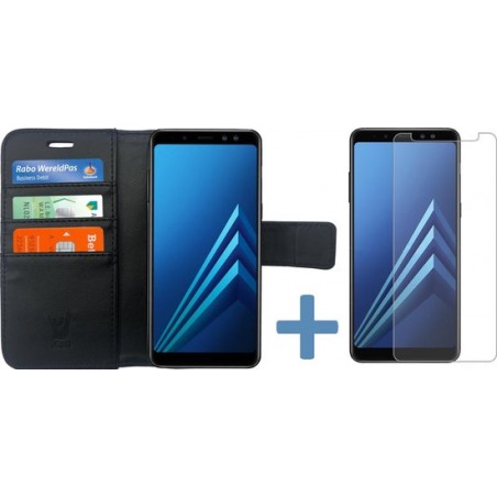 Samsung A8 Hoesje - Book Case Portemonnee + Samsung A8 Screenprotector