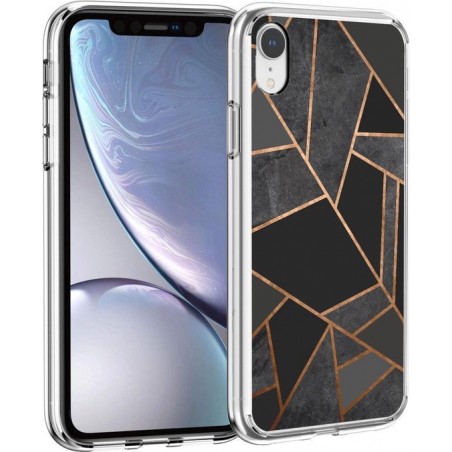 iMoshion Design voor de iPhone Xr hoesje - Grafisch Koper - Zwart / Goud