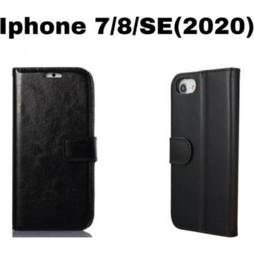 Iphone 7/8/SE(2020) Hoesje Bookcase Zwart met pasjes