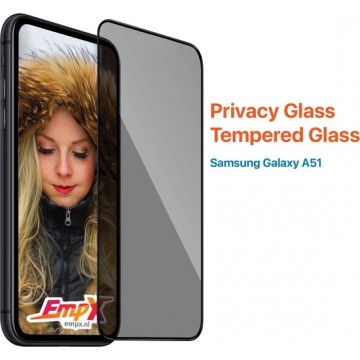 EmpX.nl Samsung Galaxy A51 Privacy Glas Transparant Tempered Glass