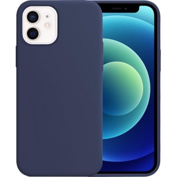 iPhone 12 Hoesje Siliconen Case Hoes - iPhone 12 Case Siliconen Hoesje Cover - iPhone 12 Hoes Hoesje - Donker Blauw