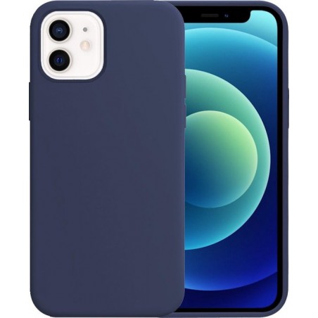 iPhone 12 Hoesje Siliconen Case Hoes - iPhone 12 Case Siliconen Hoesje Cover - iPhone 12 Hoes Hoesje - Donker Blauw