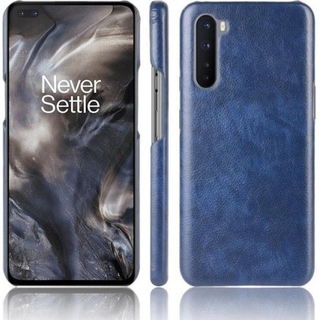 OnePlus Nord Hoesje Litchi Skin Backcover Blauw
