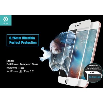 Jade Full Screen Tempered Glass (0.26mm) voor Apple iPhone 7 Plus / 8 Plus - Wit