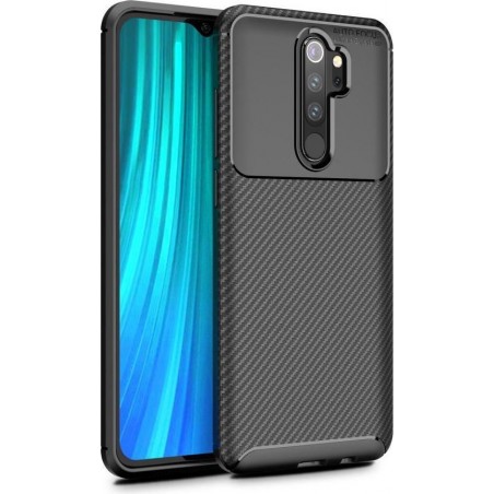 Xaiomi Redmi Note 8 Pro Siliconen Carbon Hoesje Zwart