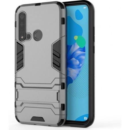 Let op type!! Schokbestendige PC + TPU Case voor Huawei P20lite 2019/Nova5i  met houder (grijs)