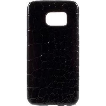 MW Hard Case met PU Lederen Coating Crocodile Skin Zwart voor Samsung Galaxy S7