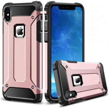 iPhone X / iPhone Xs  Hoesje - Heavy Duty Back Cover - Hybride Military Grade Case - ROSE GOUD - Epicmobile