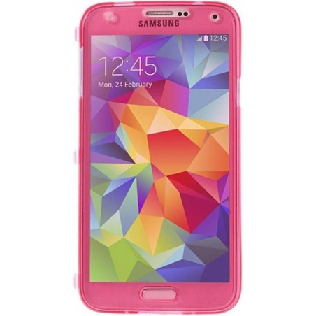 Samsung S5 flip case hoesje - Roze | Samsung Galaxy S5 case | Hardcase backcover zwart