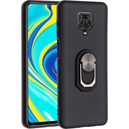 Xiaomi Redmi Note 9S / Note 9 Pro Hoesje met Kickstand Ring Zwart