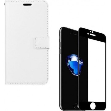 iPhone 7 / 8 / SE 2 2020 - Bookcase wit - portemonee hoesje + 2X Full cover Tempered Glass Screenprotector