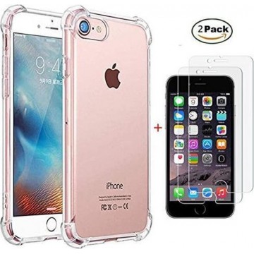 iPhone 6 / 6S hoesje silicone shock-proof met 2 Pack Tempered glas Screen Protector