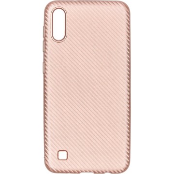 Carbon Softcase Backcover Samsung Galaxy A10 hoesje - Rosé Goud