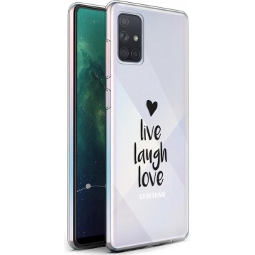 iMoshion Design voor de Samsung Galaxy A71 hoesje - Live Laugh Love - Zwart