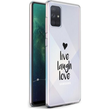 iMoshion Design voor de Samsung Galaxy A71 hoesje - Live Laugh Love - Zwart