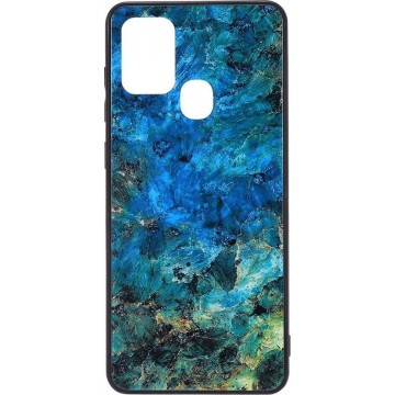 Shop4 - Samsung Galaxy A21s Hoesje - Harde Back Case Marmer Kleurrijk