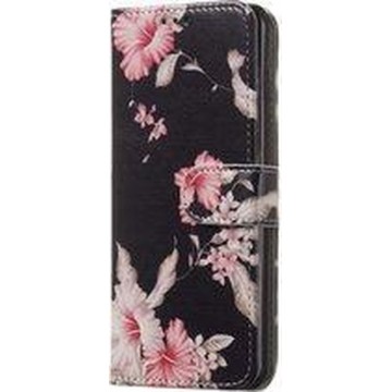 Samsung Galaxy A42 5G Hoesje met Printje - Portemonnee Book Case - Kaarthouder & Magneetlipje - Hibiscus