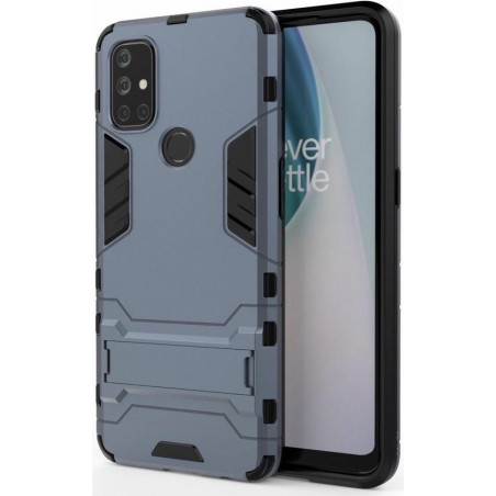 OnePlus Nord N10 Hoesje Shock Proof Back Cover Met Kickstand Blauw