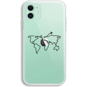 iPhone 11 hoesje met atlas/reis patroon