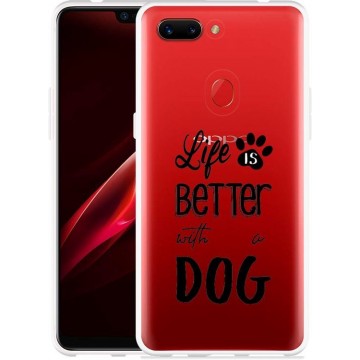 Oppo R15 Pro Hoesje Life Is Better With a Dog - zwart