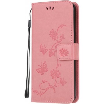 Samsung Galaxy A41 Hoesje - Bloemen Book Case - Pink