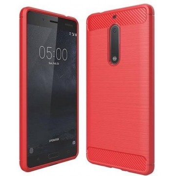 Geborstelde TPU Cover - Nokia 5 - Rood