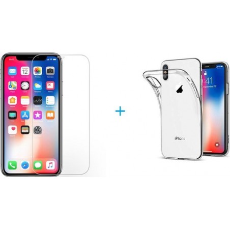 2 Stuks Pack iPhone XR Screenprotector Tempered Glass Glazen ( Zeer sterk Materiaal) + iPhone XR transparante hoesje