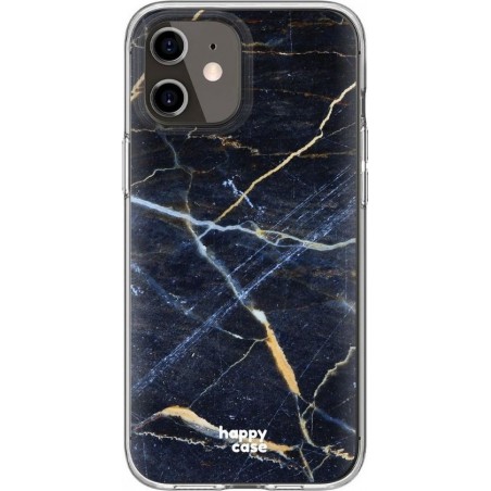 HappyCase Apple iPhone 12 en 12 Pro Hoesje Flexibel TPU Donker Marmer Print