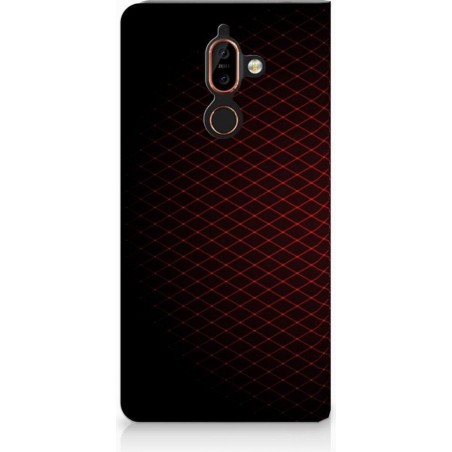 Nokia 7 Plus Uniek Standcase Hoesje Geruit Rood