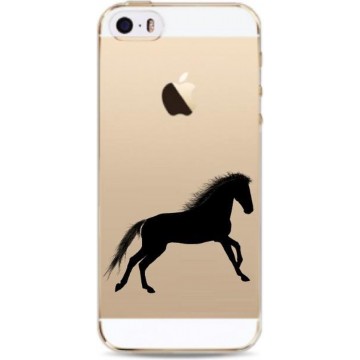Apple Iphone 5 / 5S / SE Siliconen backcover hoesje zwart paard