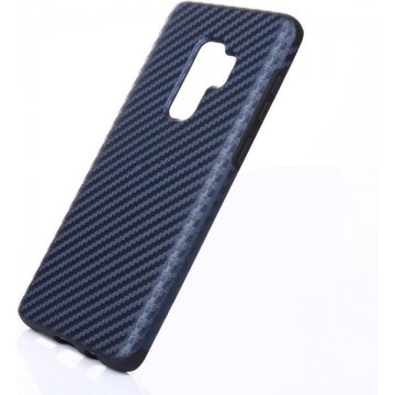Hoesje voor Samsung Galaxy S9 Plus (S9+), gel case, carbon textuur, navy blauw