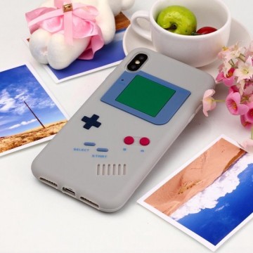 Game Boy patroon siliconen beschermhoes voor iPhone XS Max (grijs)
