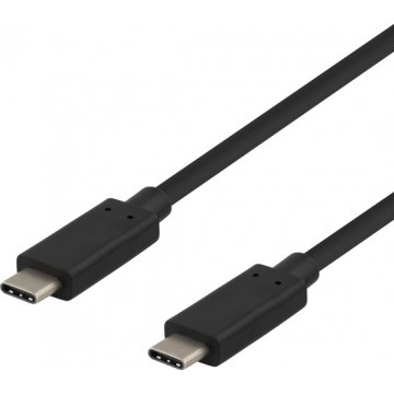 DELTACO USBC-1121 USB-C naar USB-C SuperSpeed kabel 3A 60W (3.1 Gen 2) - 50cm - Zwart