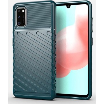 Samsung Galaxy A41 Hoesje Twill Thunder Texture Back Cover Groen