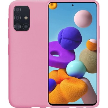 Samsung A51 Hoes Siliconen Case Back Cover Hoesje - Roze