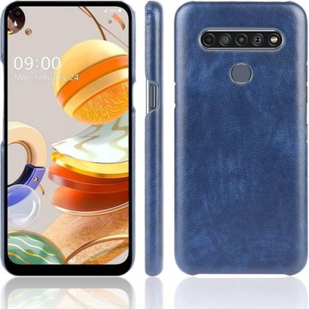 LG K61 Hoesje met Kunstleer Coating Blauw