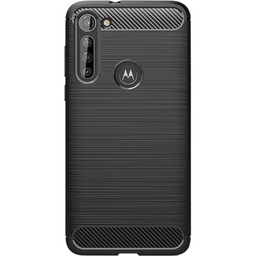 Shop4 - Motorola Moto G8 Power Hoesje - Zachte Back Case Brushed Carbon Zwart