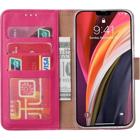 iPhone 12 Pro Max Hoesje bookcase / wallet case Pink En 2x Screenprotector