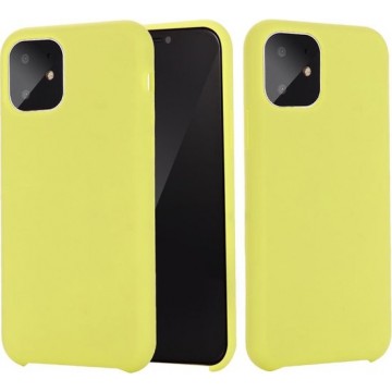 Let op type!! For iPhone 11 Solid Color Liquid Silicone Shockproof Case (Yellow)